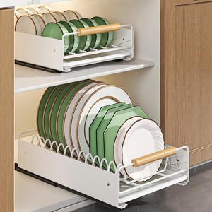 Pull Out Cabinet Organizer Dish Drying Rack, Adhesive Slide Out Drawer Shelf for Kitchen, Pantry, Bathroom, Cabinet Organization - 1 of 4