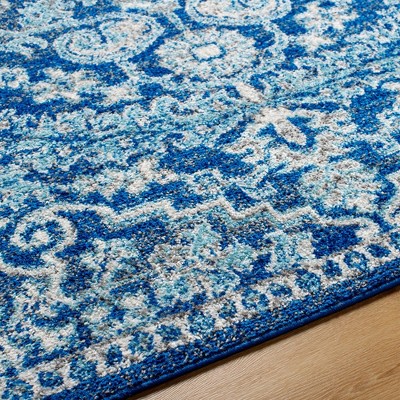 Olivia Dark Blue Synthetic Rectangular Area Rug 3'11" x 5'7"