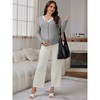 INSPIRE CHIC Women's Maternity Button Down Shirts Pregnancy Clothes Long Sleeve V Neck Faux 2-Pcs Nursing Tops - 4 of 4