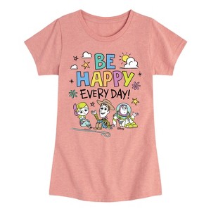 Girls' - Disney - Be Happy Every Day Fitted Short Sleeve Graphic T-Shirt - 1 of 4