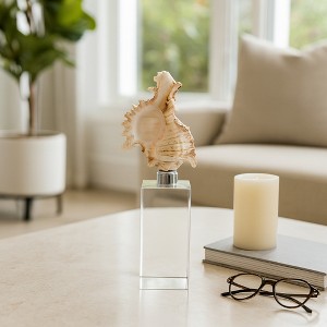 Decorative Shell Sculpture on Crystal Base for Home Decor Figurine - Unique Ornaments and Statues for Shelf or Coffee Table Décor - 1 of 4