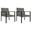 vidaXL Modern Steel and Poly Rattan Patio Dining Chairs Gray - 2 pcs Set with Cushions for Outdoor Seating and Comfort - 2 of 4