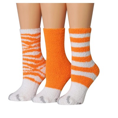 Tipi Toe Women's 3-Pairs Cozy Microfiber Anti-Skid Soft Leopard Striped Patterned Fuzzy Crew Socks