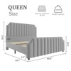 Velvet Bed Frame, Upholstered Platform Bed with Vertical Channel Tufted Headboard and Footboard, No Box Spring Needed - 2 of 4