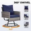 Anybear 3PC Grey Wicker Rattan Swivel Chairs with Coffee Table Outdoor Seating Set - 4 of 4