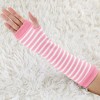 Allegra K Women's Stripe Print Knitted Fingerless Elbow Length Gloves Warmers One Size 1 Pair - 2 of 4