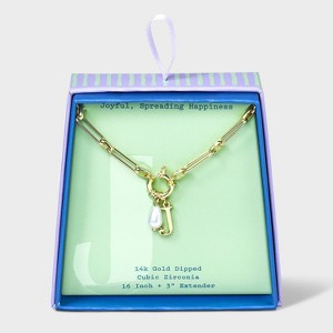 14K Gold Dipped Pearl Charm on Chain Initial Necklace - A New Day Gold - 1 of 4