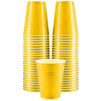 16oz 500ml Solid Yellow Disposable Plastic PS Drinking Cup