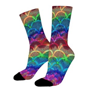 Funky Mermaid Face Women Printed Crew Socks Funny Funky Socks Soft Polyester Novelty Gifts for Artists Men - 1 of 1