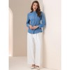 INSPIRE CHIC Women's Mandarin Collar Office Long Sleeve Button Down Shirt - 3 of 4