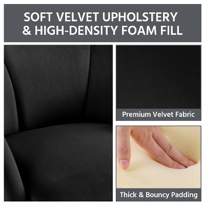 Black Velvet Barrel Accent Chair with Gold Metal Legs