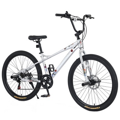 BestParts 26" Freestyle Mountain Bike with Shimano 7-Speed Gear, Double Disc Brakes, and Anti-Skid Pedals for Boys & Girls (Ages 12+)