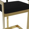 HomeRoots 30" Black and Gold Velvet and Stainless Steel Low Back Bar Height Bar Chair - 4 of 4
