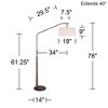 Franklin Iron Works Kipling Farmhouse Rustic 76" Tall Standing Floor Lamp Large Arc Foot Switch Bronze Wood Living Room Bedroom House Reading Office - 4 of 4