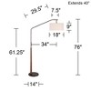 Franklin Iron Works Kipling Farmhouse Rustic 76" Tall Standing Floor Lamp Large Arc Foot Switch Bronze Wood Living Room Bedroom House Reading Office - image 4 of 4