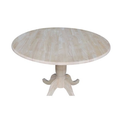 42" Round White Wood Extendable Dining Table