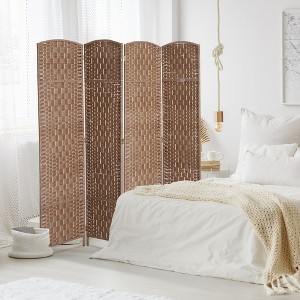NicBex 6' Tall 4-panel Room Divider for Home, Wicker Weave Divider for Room Separation, for Home & Office, Natural - 1 of 4