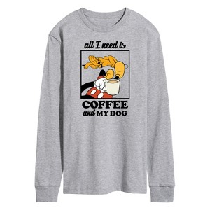 Men's - Disney - Coffee and My Dog Long Sleeve Graphic T-Shirt - 1 of 4