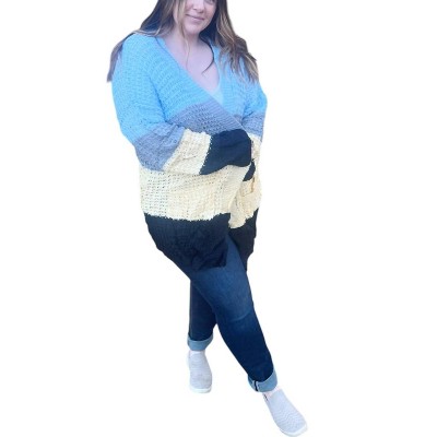 Women's Color Block Knit Cardigan - Supreme Fashion