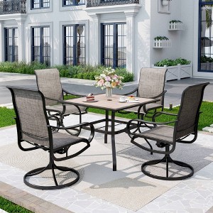 5pc Patio Set with Steel Square Table & 360 Swivel Sling Arm Chairs - Captiva Designs - 1 of 4