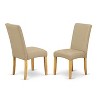 HomeStock 5Pc Round 42" Kitchen Table With Two 9-Inch Drop Leaves And Four Parson Chair With Oak Finish Leg And Linen Fabric- Dark Khaki Color - 3 of 3