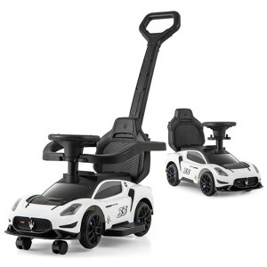 Costway 3-in-1 Ride on Push Car Maserati Licensed Foot to Floor Kids Sliding Walking Car Pink/White - 1 of 4