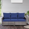 Tree City 3-Seat All-Weather Wicker Patio Sofa with Cushions, Outdoor Couch with High Curved Back, Brown PE Rattan and Steel Frame - 4 of 4