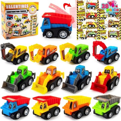 JOYIN 28 Packs Valentines Day Construction Vehicle Greeting Cards for Kids/Boys Valentine's Day Classroom Exchange Gifts, Valentines Party Favor