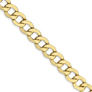 Black Bow Jewelry Men's 7mm 10k Yellow Gold Hollow Curb Link Chain Necklace - 1 of 4