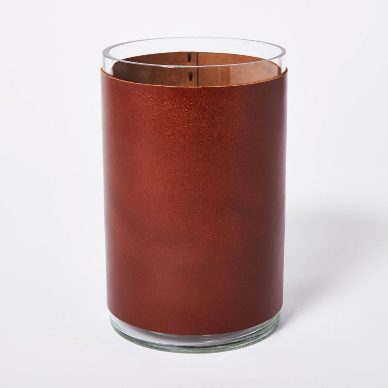 8&#34; x 5&#34; Glass with Leather Vase Brown - Threshold&#8482; designed with Studio McGee, 4 of 5