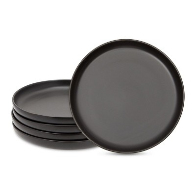 Okuna Outpost Set of 4 Black Ceramic  Dinner Plates (8 x 8 x 1.2 in)