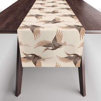 Iveta Abolina Terracotta Cranes Cream Table Runner - Deny Designs