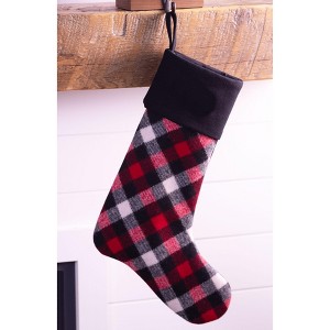 Red, Black & White Buffalo Check Wool Christmas Stocking – Made with American Woolen Fabric – by MerryStockings - 1 of 3