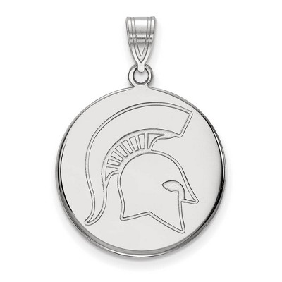 Black Bow Jewelry 14k White Gold Michigan State Spartans NCAA Large Pendant