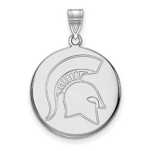 Black Bow Jewelry 14k White Gold Michigan State Spartans NCAA Large Pendant - 1 of 3