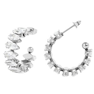 Marquise Hoop Earrings for Women CZ Gold over Silver Stainless Steel Ginger Lyne Collection - 1 of 4