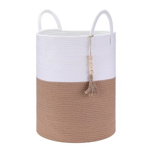 Unique Bargains Handcrafted Odorless Cotton Rope Widened Handles Storage Basket - 1 of 4