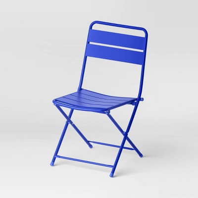 Metal Slat Folding Chair Blue - Room Essentials™