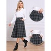 INSPIRE CHIC Women's Vintage Plaid High Waist A-Line Pleated with Pockets Midi Skirt - 2 of 4