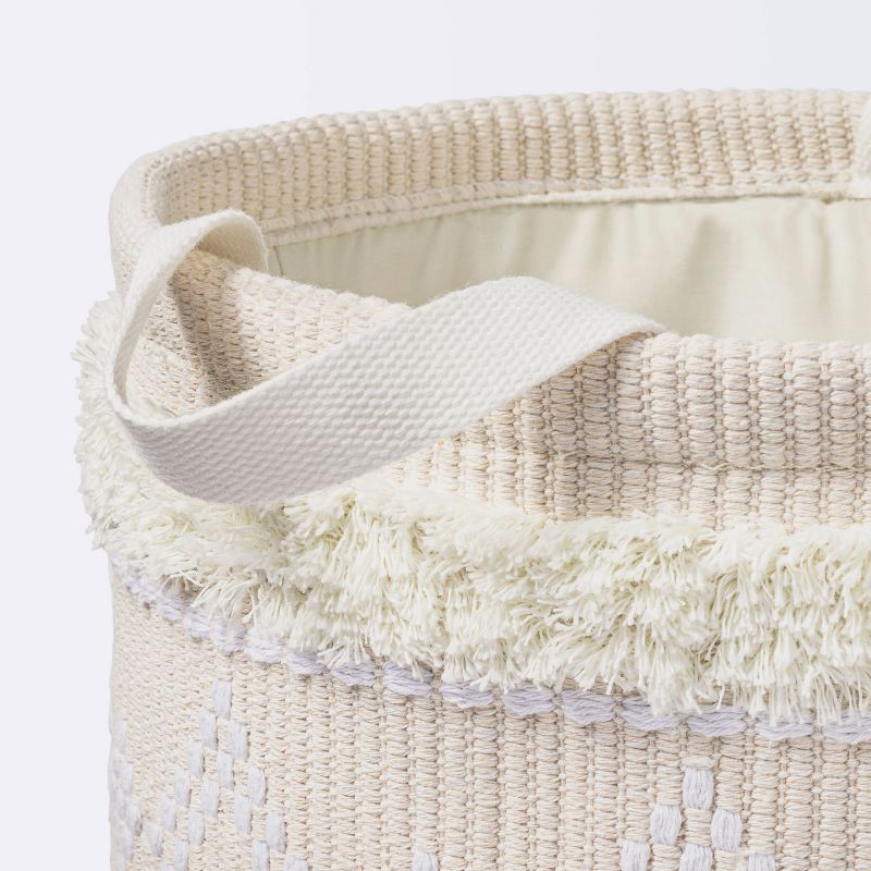 Tufted Fabric Medium Round Storage Basket - Khaki and Cream - Cloud Island&#8482;, 4 of 10