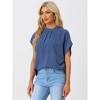 Allegra K Women's Swiss Dots Pleated Crew Neck Short Sleeve Casual Summer Top - 2 of 4