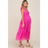 Pinkblush Fuchsia Smocked Mesh Ruffle Accent Maternity Midi Dress - 2 of 4