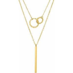 Stackable Layered Necklace 14K Gold Silver Plated CZ Circle Pendant Gift - 1 of 4