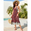 YesFashion Women's Dress Boho Deep V Neck Sleeveless Backless Adjustable Tie dress Floral Print Midi Dress Flowy Beach Dress - 3 of 4