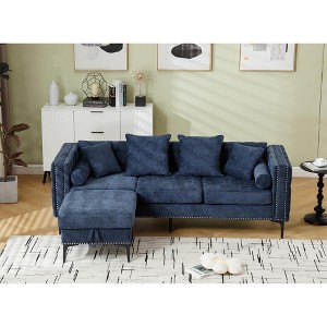 GDFStudio Zarin 85" Modern 4-Seater Chenille Upholstered Sectional Sofa with Storage Ottoman - 1 of 4
