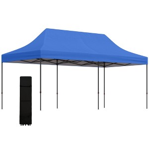 Outsunny 10' x 20' Heavy Duty Pop Up Canopy Tent with 3-Level Adjustable Height, Wheeled Roller Bag, UV Fighting Roof - 1 of 4