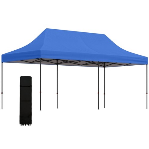 Outsunny 10 X 20 Heavy Duty Pop Up Canopy Tent With 3 level Adjustable Height Wheeled Roller Bag Uv Fighting Roof Target