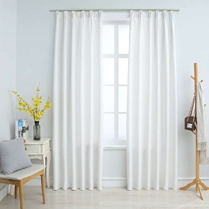 Aghana Digitals 2-Piece Off White Suede-Touch Polyester Blackout Curtains with Metal Hooks, - 1 of 4