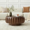Saman Wood Sculptural Round Coffee Table - 2 of 4