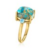Ross-Simons Turquoise and 0.30 ct. t.w. Swiss Blue Topaz Ring in 18kt Gold Over Sterling - 3 of 4